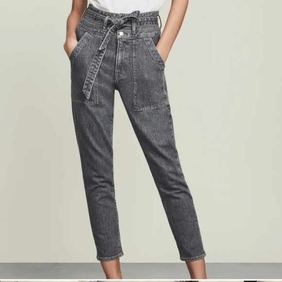 Veronica Beard Denim - Veronica Beard Logan Slim Straight Belted High Rise Jeans